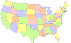 [map of the contiguous United States]